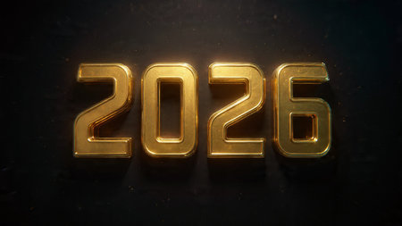 Golden number 2026 displayed prominently on a black background.