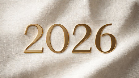 Abstract New Year design with energetic light streaks and floating luminous particles.