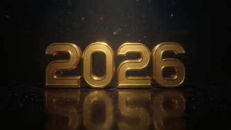 Warm festive New Year backdrop with floating bokeh light orbs and subtle glow.