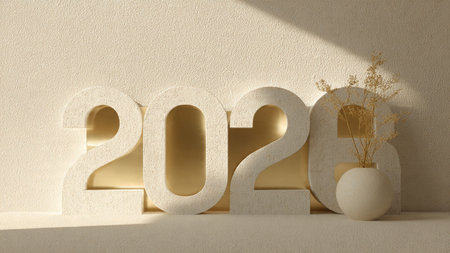 Clean luxury New Year design with spacious copy area.の写真素材