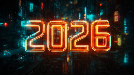 Modern luxury New Year scene with refined abstract lighting.の写真素材