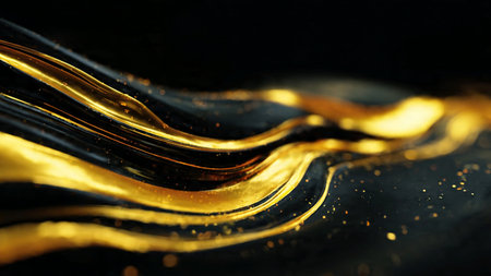 Refined abstract composition with polished gold reflections.の写真素材