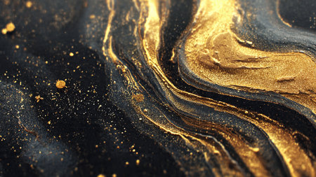 Dramatic cinematic gold beams cutting through darkness.の写真素材