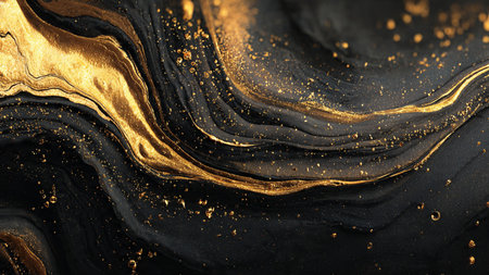 Ultra-detailed black and gold abstract background with cinematic lighting.