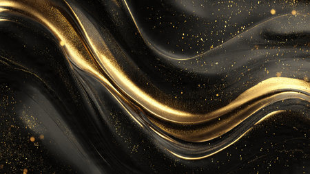 Dramatic black and gold aesthetic with soft ambient lighting.の写真素材