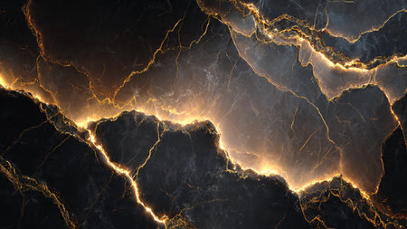 Abstract golden waves glowing against a dark backdrop.の写真素材