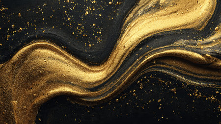 Dramatic abstract design featuring radiant gold particles.の写真素材