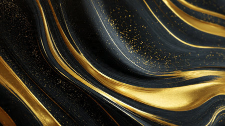 Modern black and gold aesthetic with refined lighting depth.の写真素材