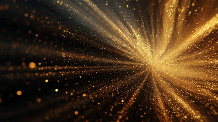 Sophisticated abstract gold ribbons with soft glow.の写真素材