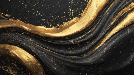 Premium black and gold composition with depth effect.の写真素材
