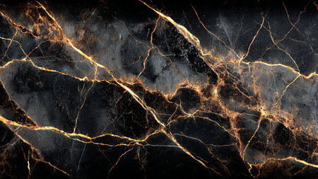 Minimalist black backdrop with subtle shimmering gold dust.の写真素材