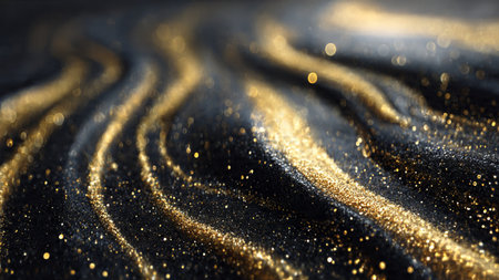 Smooth golden arcs weaving through elegant black shadows.の写真素材