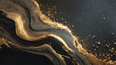 Refined dark texture illuminated by radiant gold light.の写真素材