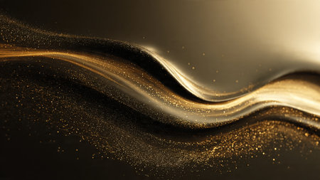 Elegant cinematic wallpaper with radiant gold shine.の写真素材