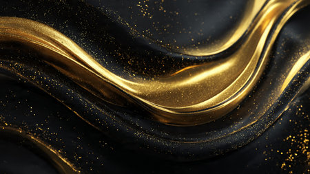 Elegant dark aesthetic highlighted by radiant gold shine.の写真素材