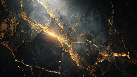 Smooth golden energy trails flowing through black space.の写真素材