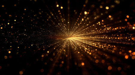 High contrast modern gold highlights on black canvas.の写真素材