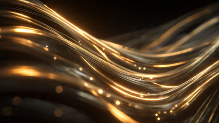 Dramatic abstract composition with shimmering gold accents.
