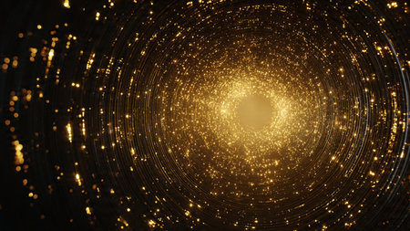 Abstract high-end gold streaks over deep black shadows.の写真素材