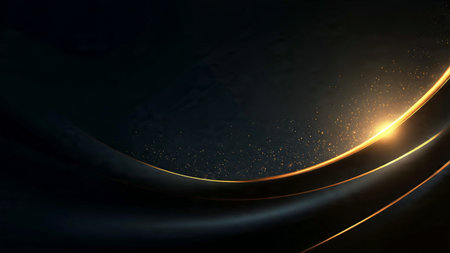 Premium wallpaper with polished gold light streaks.の写真素材