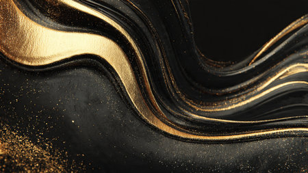 Refined black gradient enhanced by subtle golden shimmer.の写真素材