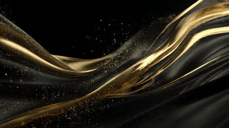 Sophisticated dark backdrop with metallic golden shine.の写真素材