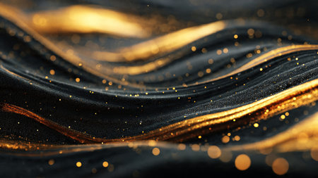 Refined black and gold aesthetic with high contrast lighting.