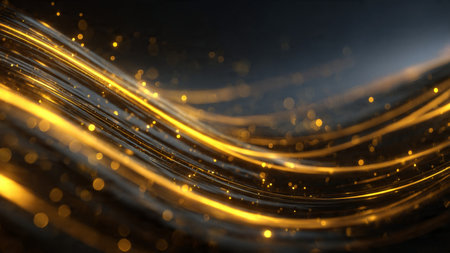 Deep black theme featuring radiant gold streak effects.