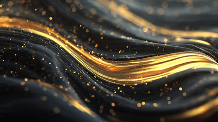 Elegant gold highlights radiating from a black gradient.