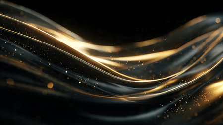 Sophisticated wallpaper with subtle golden glow effects.の写真素材