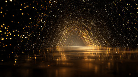 Smooth metallic gold textures over dramatic shadows.の写真素材