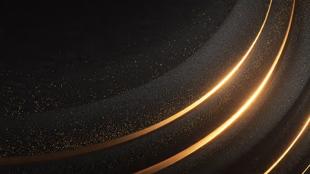 High-end wallpaper with glowing gold motion effects.の写真素材