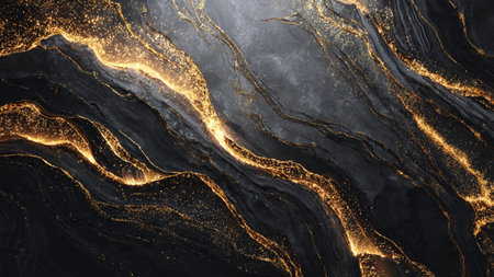 Minimal black composition enhanced with golden glow.の写真素材