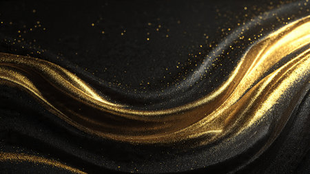 Dramatic black and gold aesthetic with soft ambient lighting.の写真素材