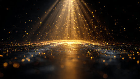 Elegant cinematic gold light across dark gradient.の写真素材