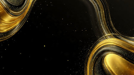 Premium polished gold surface on black backdrop.の写真素材