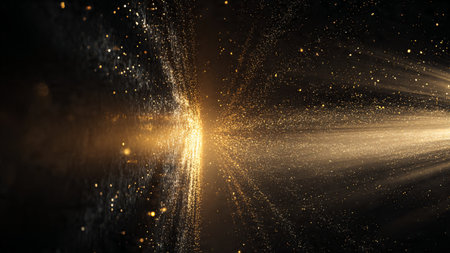 Cinematic golden ribbons flowing across dark space.