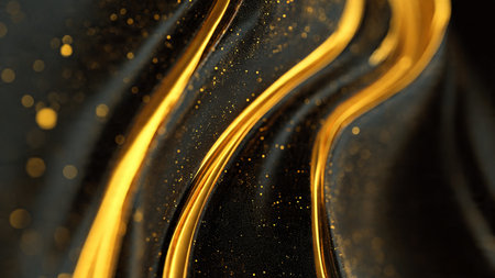 Sophisticated black canvas with shimmering gold accents and cinematic lighting.