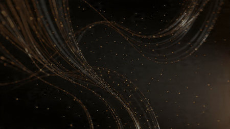 Refined black and gold composition with depth lighting.