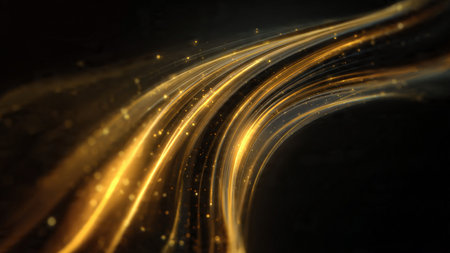 Modern abstract composition with luminous gold highlights.