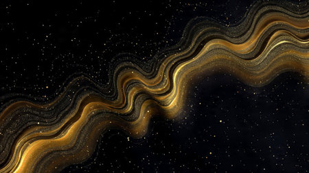 Modern luxury abstract design with high contrast and polished metallic textures.