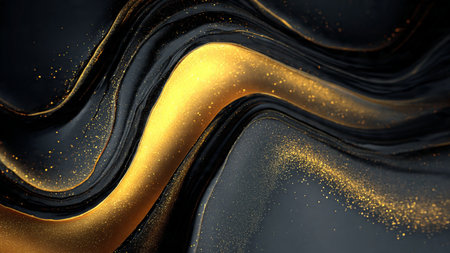 Polished metallic gold accents over elegant dark texture.