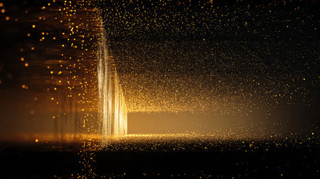 Abstract dark background enhanced by glowing gold streaks.