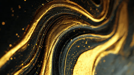 Cinematic branding backdrop with glowing gold arcs.の写真素材