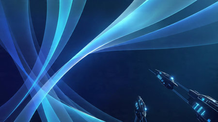 Futuristic glowing purple tunnelの写真素材