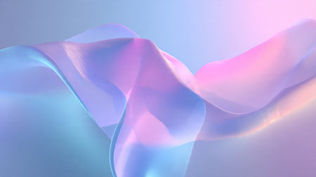 Modern platinum metallic waves flowing across a deep black gradient with dramatic lighting.の写真素材