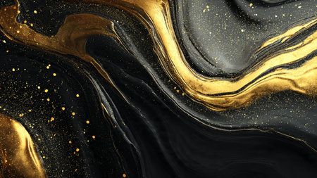 Emerald green and gold abstract luxury background with glowing golden waves and dramatic lighting.