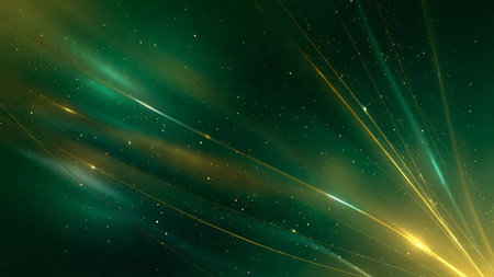 Navy blue and rose gold luminous abstract backdrop with elegant light trails.