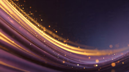 Premium navy and rose gold metallic gradient with fluid glowing streaks and dramatic illumination.