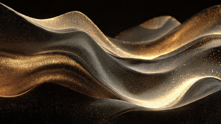 Rich royal violet background accented by glowing gold waves and atmospheric lighting.